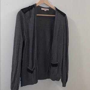 Ann Taylor Loft grey lace cardigan